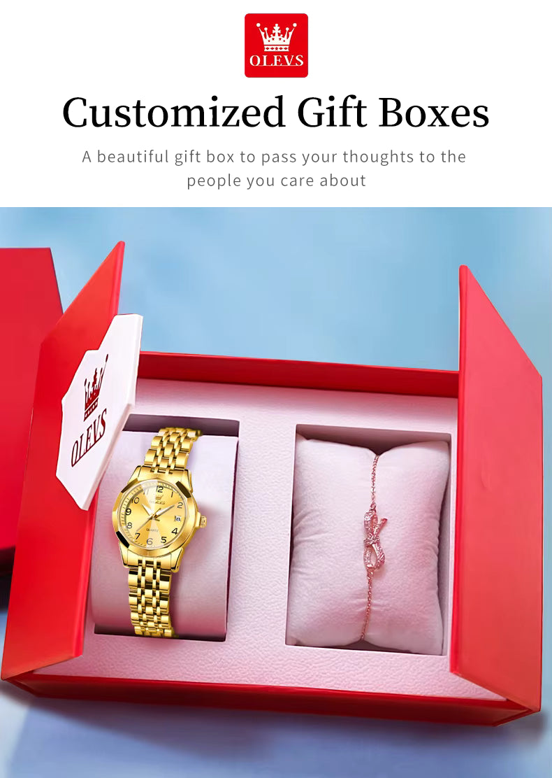 OLEVS 9970 New Fashion Stainless Steel Couple Watch Set / ساعة الجديدة لعام طقم ساعات فاخرة للرجال والنساء
