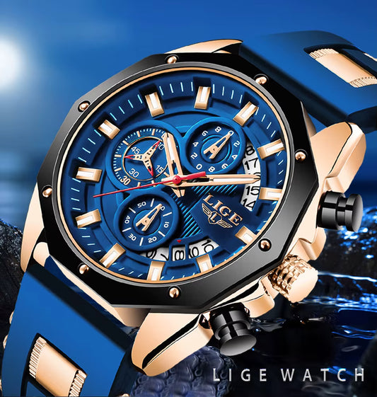 LIGE Top Brand Luxury Men's Waterproof Watch Offer 195 SAR