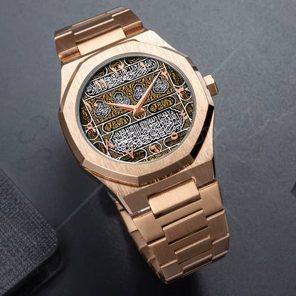 Hot Trend Custom Islamic Muslim Arabic Waterproof Japan Movt Quartz Watch Stainless Steel Strap Wrist watch