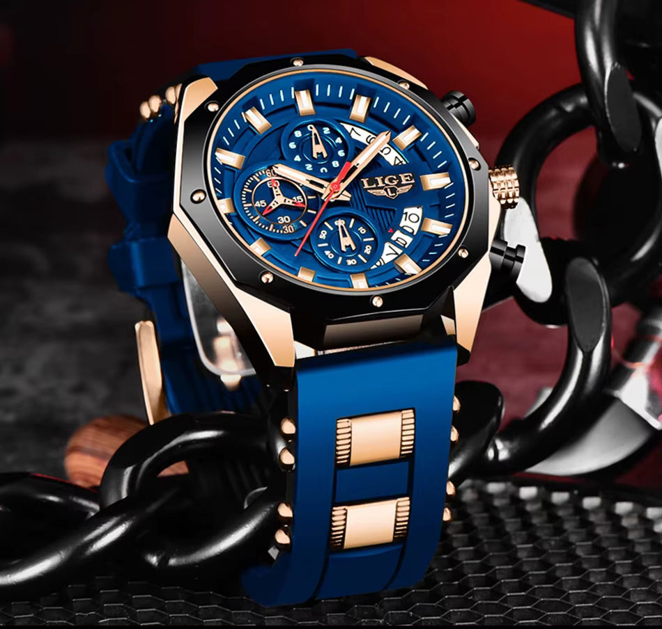 LIGE Top Brand Luxury Men's Waterproof Watch Offer 195 SAR