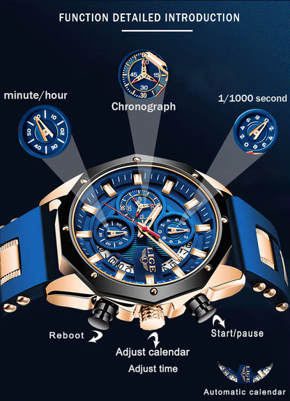 LIGE Top Brand Luxury Men's Waterproof Watch Offer 195 SAR