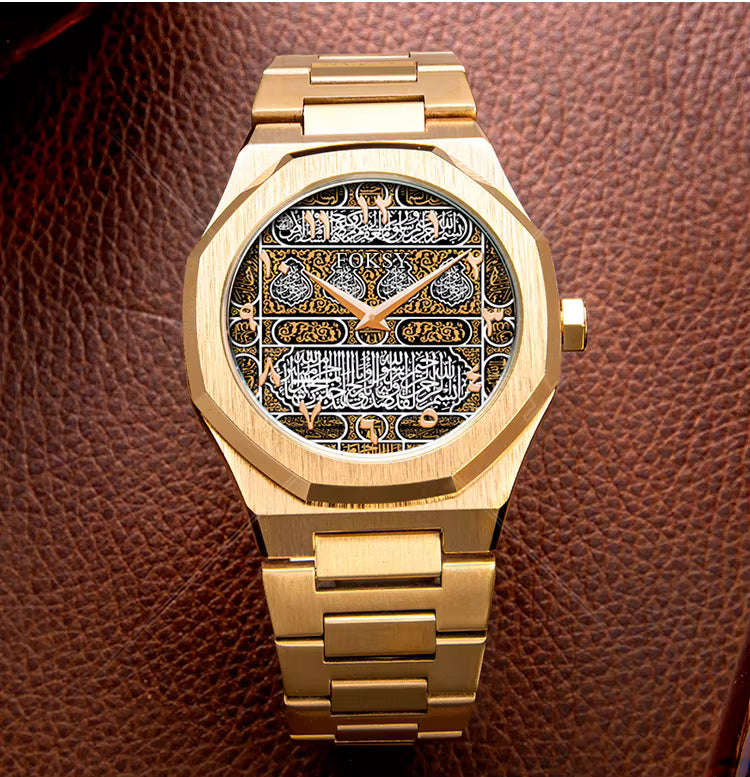 Hot Trend Custom Islamic Muslim Arabic Waterproof Japan Movt Quartz Watch Stainless Steel Strap Wrist watch