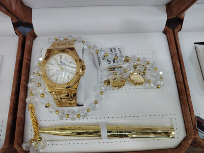 Elegant Men’s Gift Set with Arabic Dial – طقم هدايا رجالي أنيق مع ساعة بالأرقام العربية